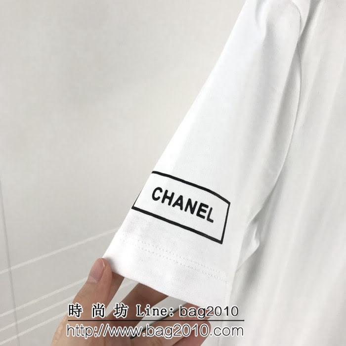 CHANEL香奈兒 19早春新款 logo刺繡 簡約百搭款 白色純棉 男款短袖 ydi1967